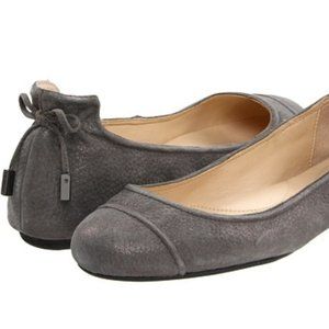 Calvin Klein Priya Dusty Ballet Flat Tumbled Leather Gray Pearlescent Sheen NWT9